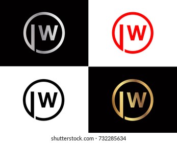 IW Logo. Letter Design Vector with Red and Black Gold Silver Colors

