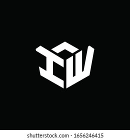 IW logo monogram with emblem style ribbon design template