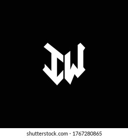 iw logo monogram with shield shape design template