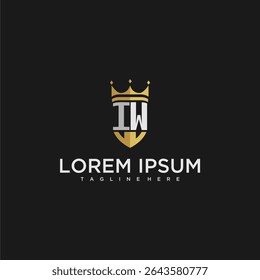 IW luxury letter monogram for crown and shield logo design