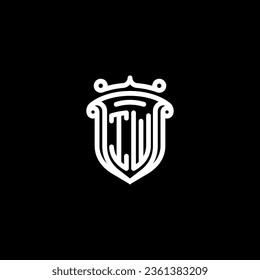 IW shield initial monogram with high quality professional design that will print well