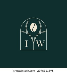 IW Unique and simple logo design combination of letters and coffee bean