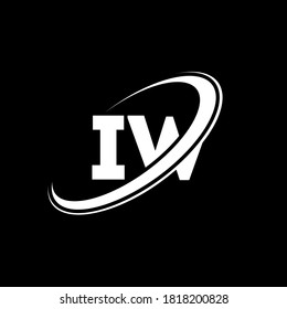 IW I W letter logo design. Initial letter IW linked circle uppercase monogram logo red and blue.