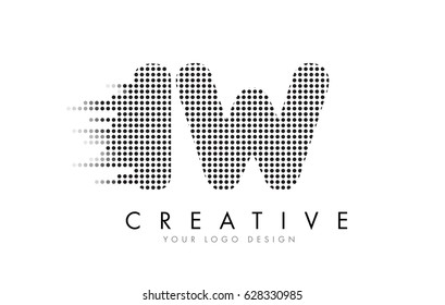 IW I W Letter Logo Design with Black Dots and Bubble Trails.