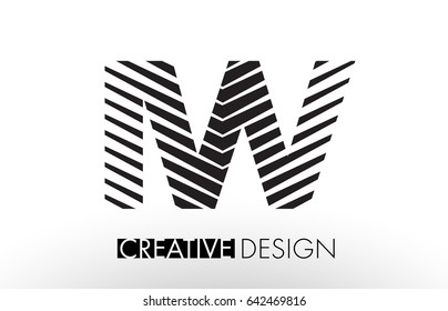 IW I W Lines Letter Design with Creative Elegant Zebra Vector Illustration.