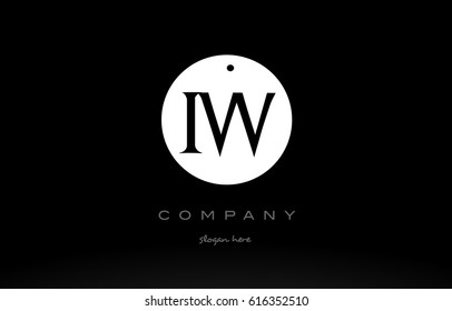 IW I W simple black white circle background alphabet company logo design vector icon template