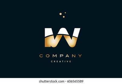 iw i w  white yellow gold golden metal metallic luxury alphabet company letter logo design vector icon template