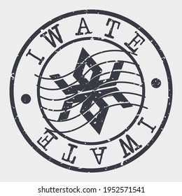 Iwate, Iwate District, Iwate, Japan Stamp Postal. Flag Silhouette Seal. Passport Round Design. Vector Icon. Design Retro Travel. National Symbol.
