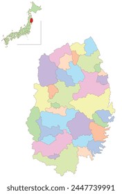 Iwate Japan Map Colorful Icons