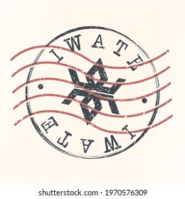 Iwate, Japan Stamp Postal. Silhouette Seal. Flag Passport Round Design. Vector Icon. Design Retro Travel. National Symbol.