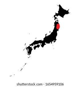 Iwate prefecture highlighted on Japan map Vector EPS 10