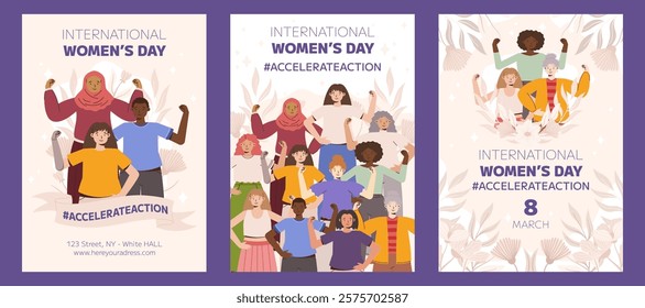 IWD 2025 Diverse Women Celebrating International Women's Day with Unity and Empowerment Themes Accelerate Action Campaign Design