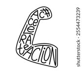 IWD Accelerate Action quote. Lettering design of International Women