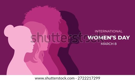 IWD, International Women's Day vector template for banner, poster card, logo, silhouette, illustration design, 8 March