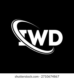 Logotipo del IWD. Carta de la IWD. Diseño del logotipo de la letra IWD. Logotipo de las iniciales IWD enlazadas con el círculo y el logotipo del monograma en mayúsculas. Tipografía IWD para tecnología, negocio y marca inmobiliaria.