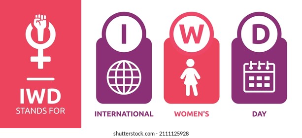 IWD sign. International Women's Day icon symbol. Vector Illustration.