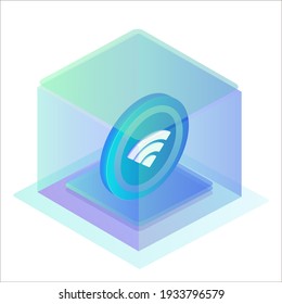 IWifi box, internet router. Fast modern internet. Internet box. Template for a website. Isometric vector illustration.