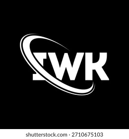 Logotipo de IWK. Carta IWK. Diseño del logotipo de la letra de IWK. Logotipo de IWK con el círculo y el logotipo del monograma en mayúsculas. Tipografía IWK para tecnología, negocio y marca inmobiliaria.
