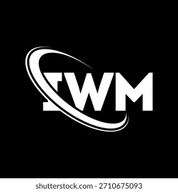 Logotipo de IWM. Carta IWM. Diseño de logo de carta IWM. Logotipo de IWM enlazado con el círculo y el logotipo del monograma en mayúsculas. Tipografía IWM para tecnología, negocio y marca inmobiliaria.