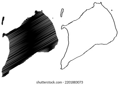 Iwo Jima island (Japan, East Asia, Japanese archipelago) map vector illustration, scribble sketch Io To map