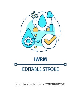 IWRM concept icon. Hydro resource management. Clean water and sanitation abstract idea thin line illustration. Isolated outline drawing. Editable stroke. Arial, Myriad Pro-Bold fonts used