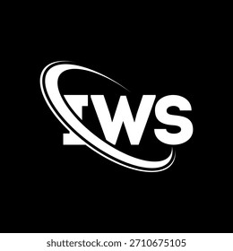 Logotipo de IWS. Carta de IWS. Diseño del logotipo de la carta de IWS. Logotipo de IWS con el círculo y el logotipo del monograma en mayúsculas. Tipografía IWS para tecnología, negocio y marca inmobiliaria.