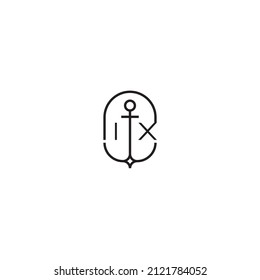 IX creative letter logo design in anchor concept with high quality professional design that will print well across any print media
