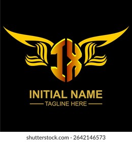 IX Golden Wing Emblem Logo with elegant gold wings, sleek and modern design. Ideal for branding, creative projects, luxury businesses, or artistic ventures.
