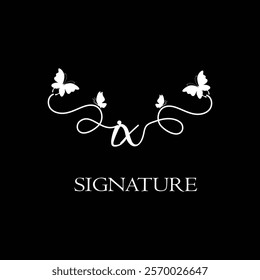 IX Handwritten initial letter, IX simple signature vector logo with butterfly shape variation, beauty, photography letter logo design. I X