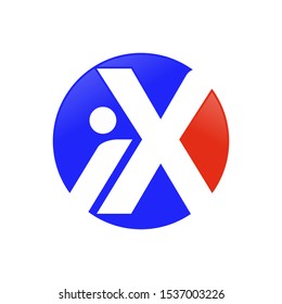 iX Initial Circular Lettermark Symbol Icon Graphic