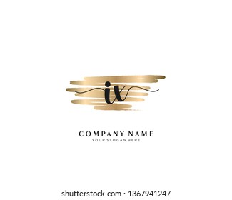 IX initial handwriting logo with brush gold color template vector