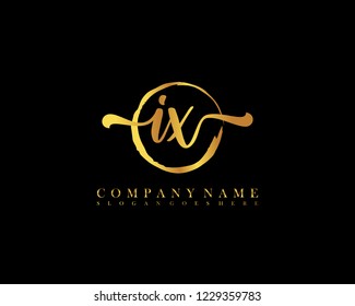 IX initial handwriting logo circle template vector