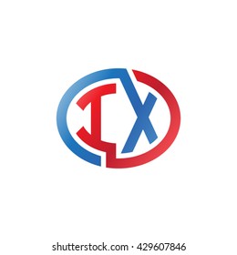 IX initial letters looping linked ellipse logo red blue
