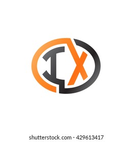 IX initial letters looping linked ellipse logo orange black