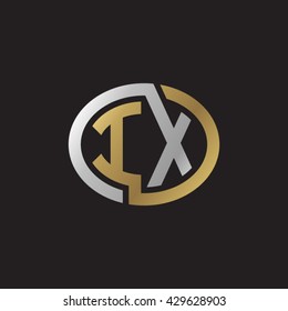 IX initial letters looping linked ellipse elegant logo golden silver black background