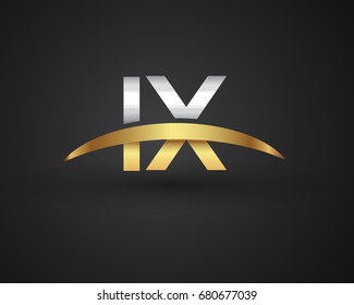 IX initial logo company name colored gold and silver swoosh design. vector logo for business and company identity.
