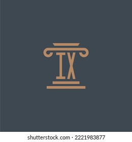 IX monograma inicial para el logotipo de la firma de ley con diseño de hitos