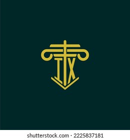 IX initial monogram logo design for law firm with pillar vector image