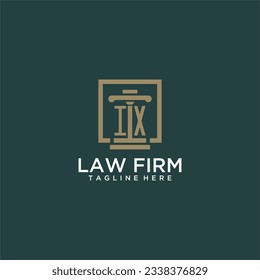 IX logotipo de monograma inicial para la firma de abogados con diseño de hitos en cuadrado creativo