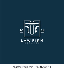 Logotipo inicial do monograma IX para escritório de advocacia com design de pilares em quadrado criativo