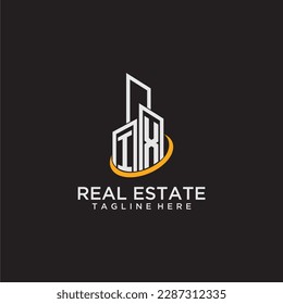 IX initial monogram logo for real estate with building style