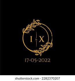 IX initial monogram wedding with creative circle line