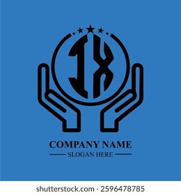 IX initials held within hands, symbolizing trust and protection. The circle represents unity, while stars highlight excellence and ambition.