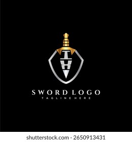 IX carta monograma de luxo para escudo e espada estilo imagem