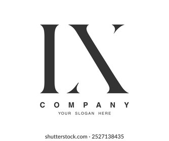 IX logo design. Initial letter i and x serif font style. Creative classic company name typography. Trendy logotype or identity. Vector illustration.