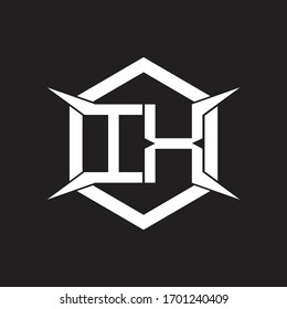 IX Monograma con hexágono y plantilla de diseño de forma de cuatro ejes