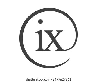 IX logo from two letter with circle shape email sign style. I and X round logotype of business company for brand identity.