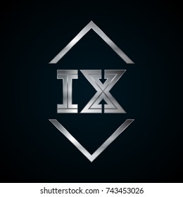 IX Monogram, Metal Logo, Silver Logo