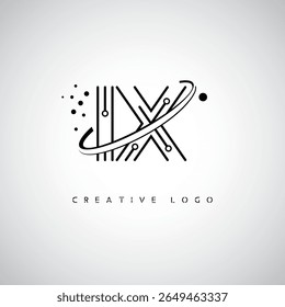 IX Orbit Monogram Logo - Futuristic Minimal Letter mark with Circular Line Art, Tech-Inspired Dots and Space Motion Concept for Modern Branding Identity (Logotipo de Monograma de Órbita IX - Marca de Letra Mínima Futurista com Linha de Arte Circular, Pontos Inspirados na Tecnologia e Conceito de Movimento Espacial para Identidade de Marca Moderna)