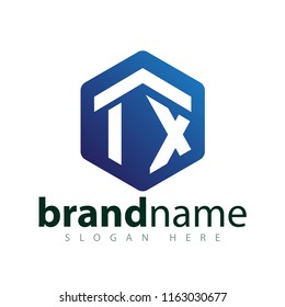 IX or TX Initial letter hexagonal logo vector